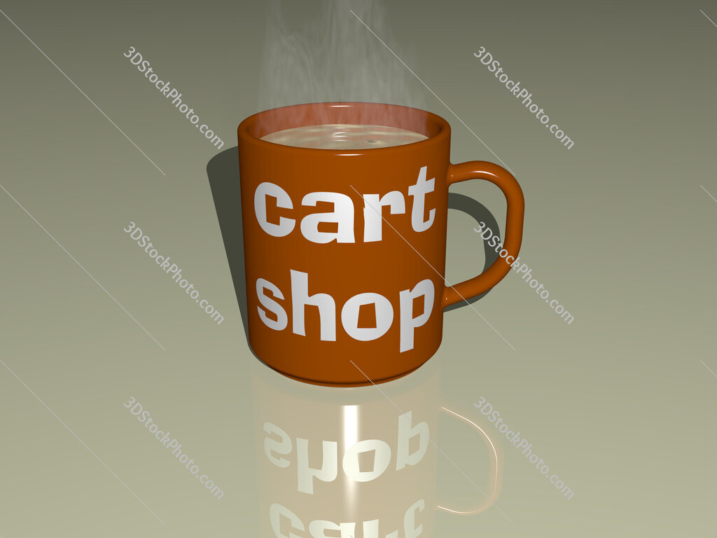 cart shop text on a coffee mug