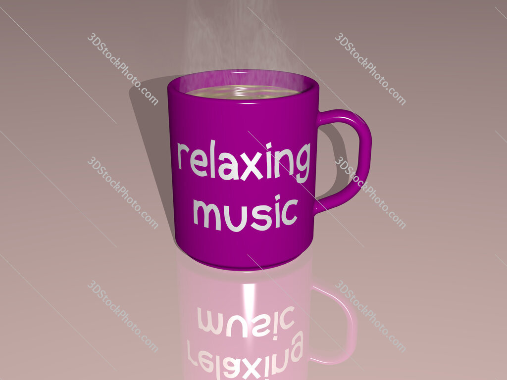 relaxing music text on a coffee mug