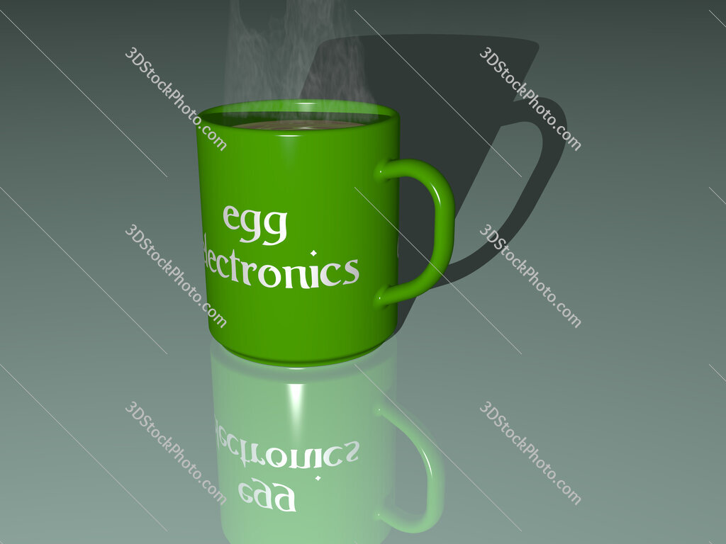 egg electronics text on a coffee mug