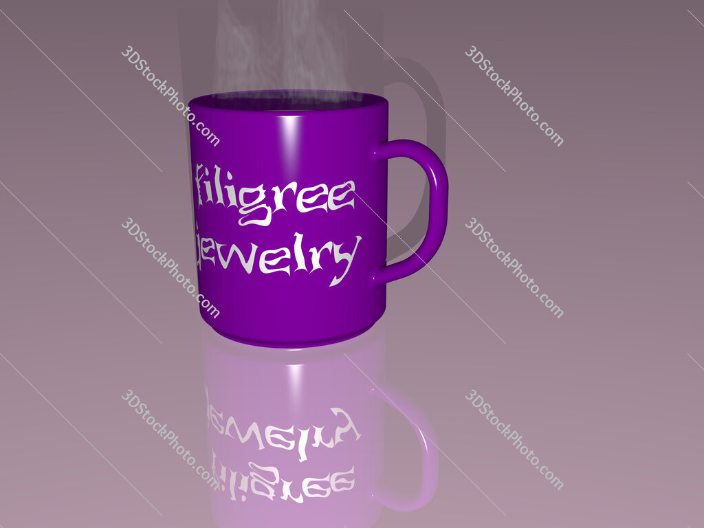 filigree jewelry text on a coffee mug