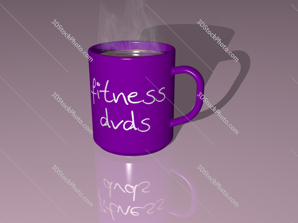 fitness dvds text on a coffee mug