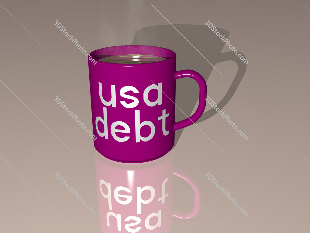usa debt text on a coffee mug