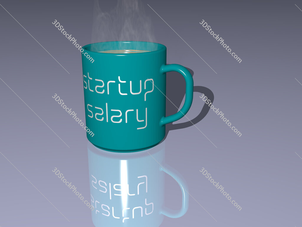 startup salary text on a coffee mug