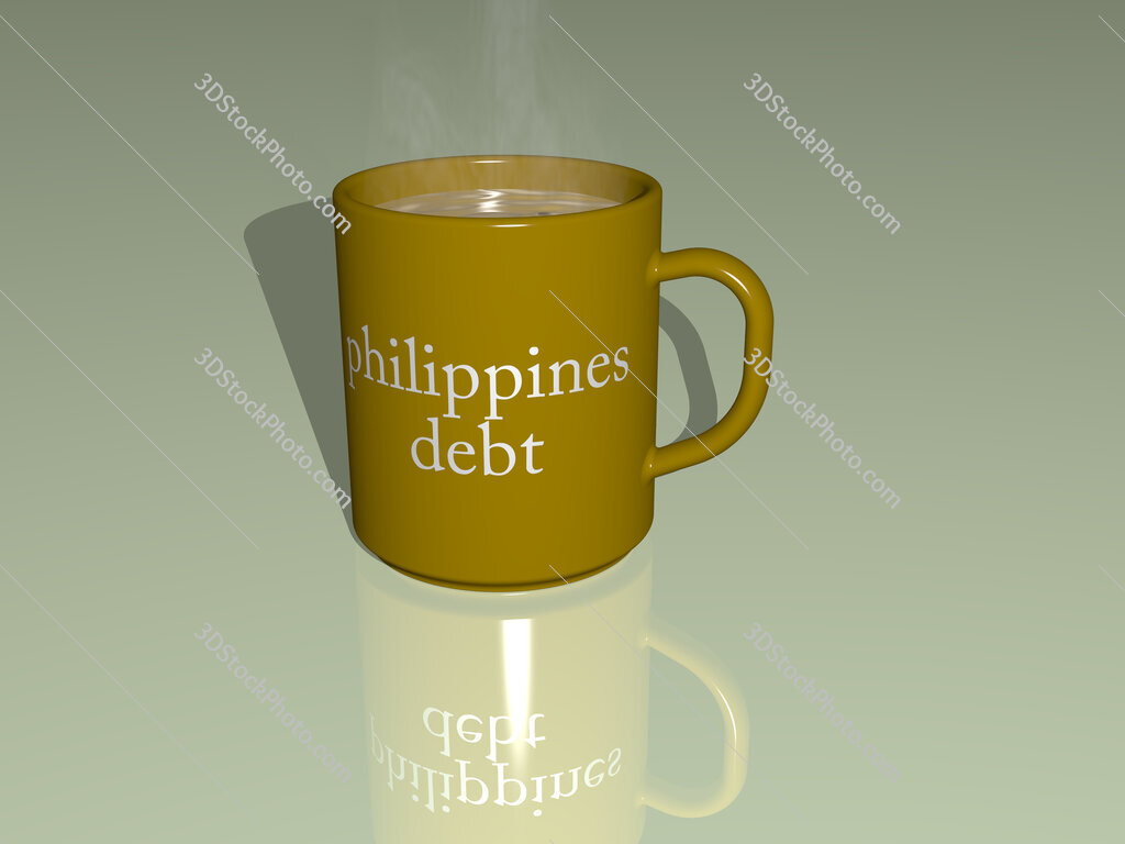 philippines debt text on a coffee mug