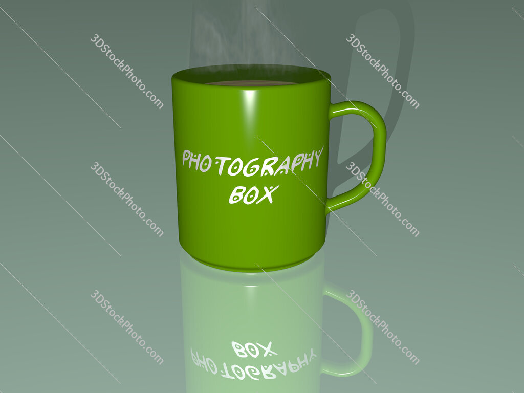 photography box text on a coffee mug