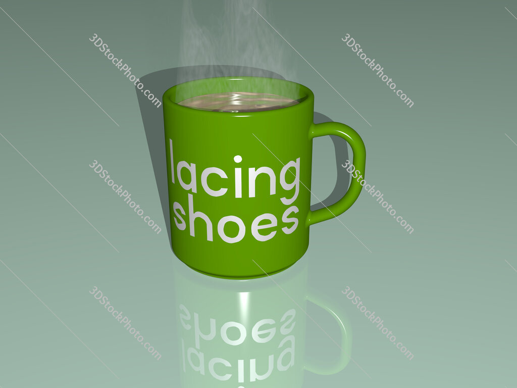 lacing shoes text on a coffee mug