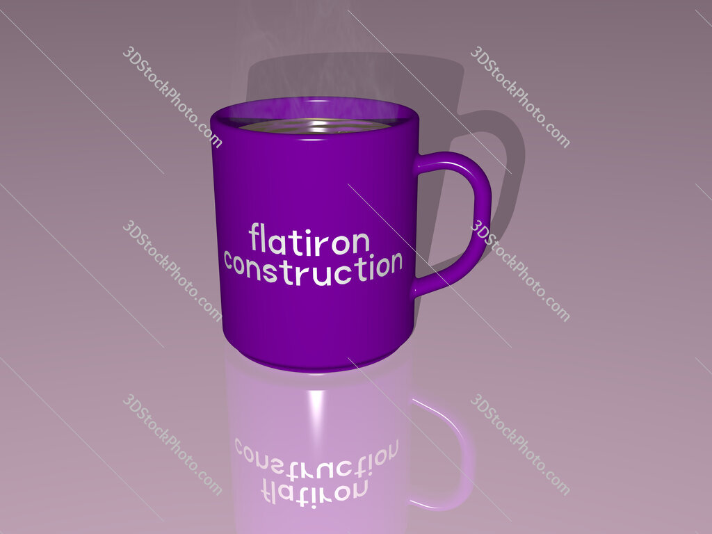 flatiron construction text on a coffee mug