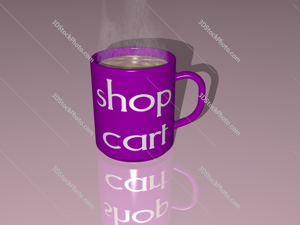 shop cart text on a coffee mug