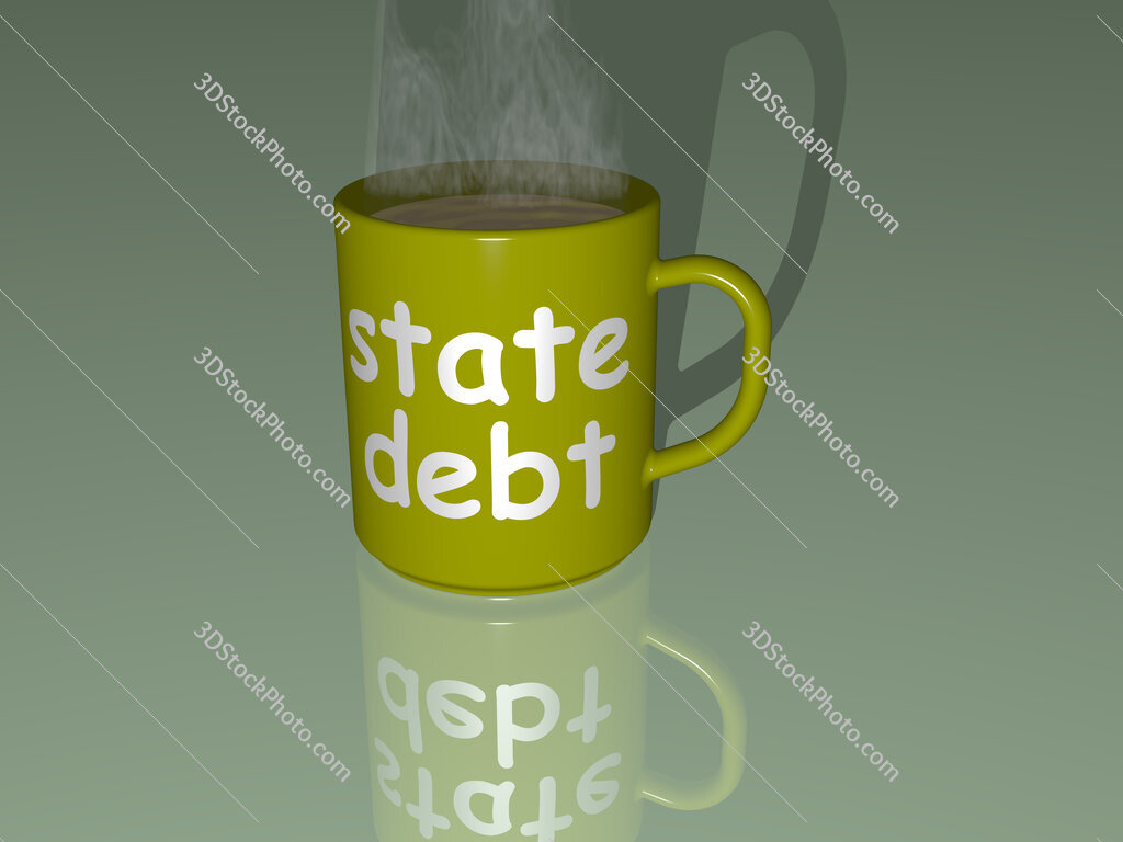 state debt text on a coffee mug