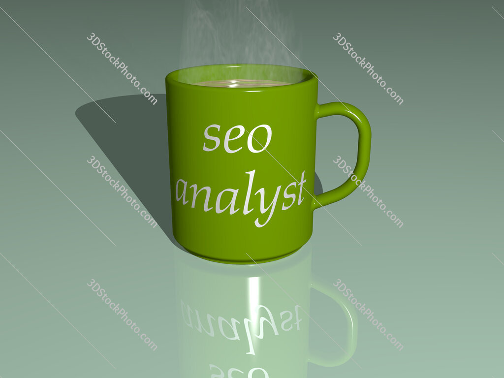 seo analyst text on a coffee mug