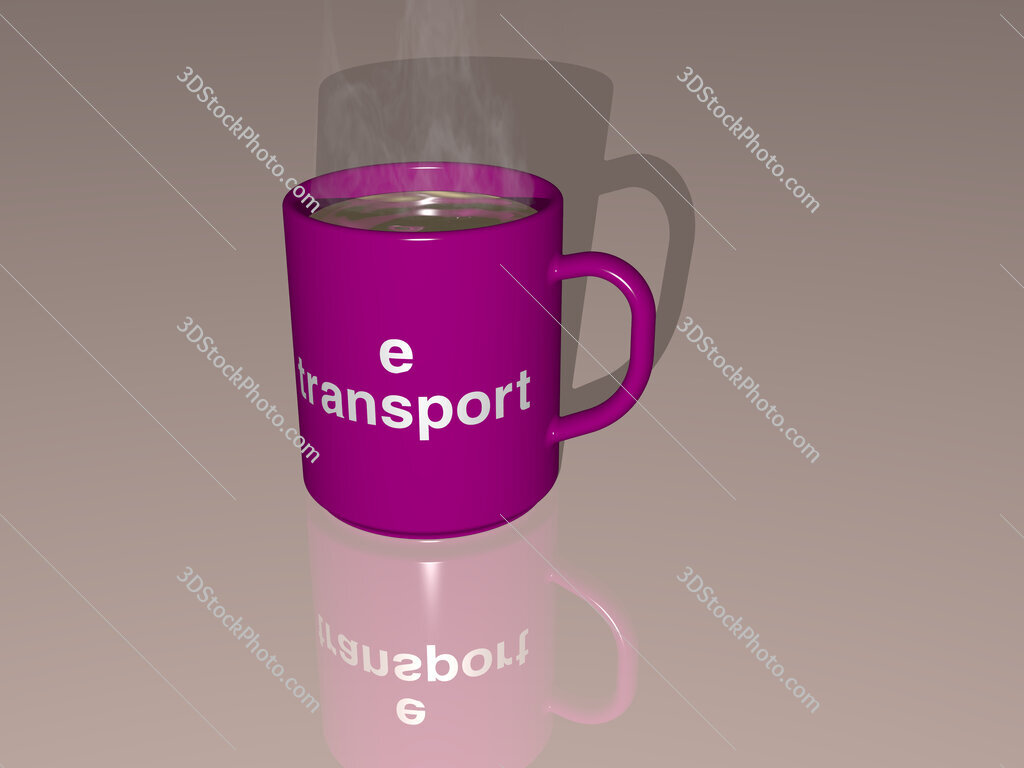 e transport text on a coffee mug