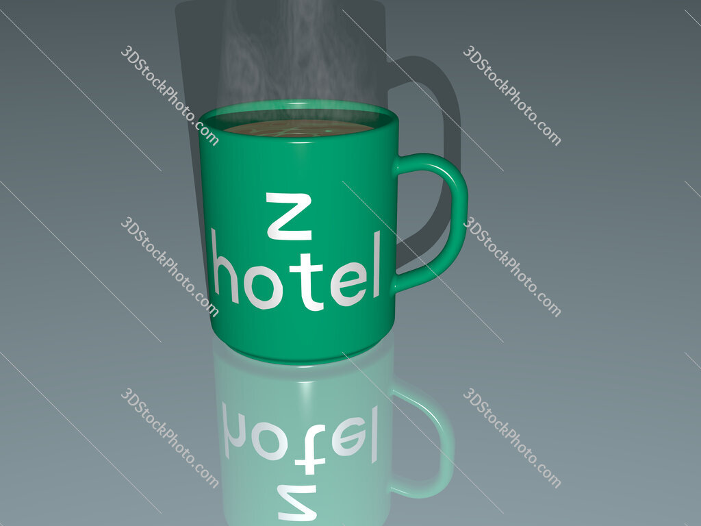z hotel text on a coffee mug