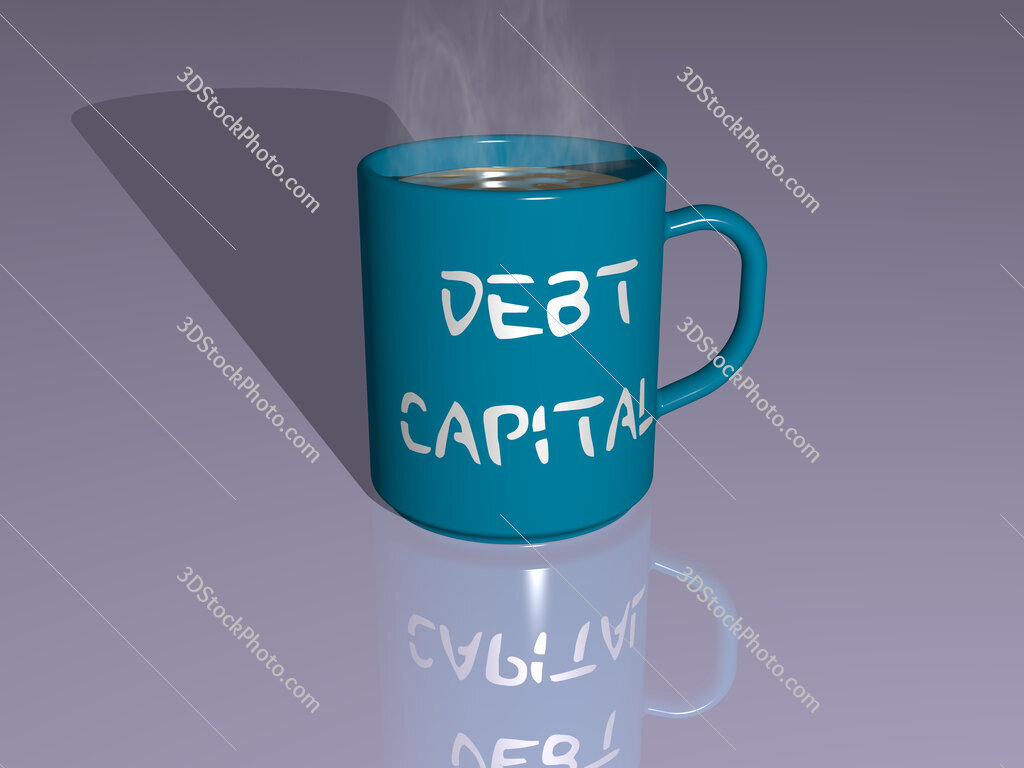 debt capital text on a coffee mug