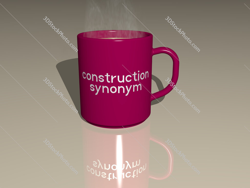 construction synonym text on a coffee mug