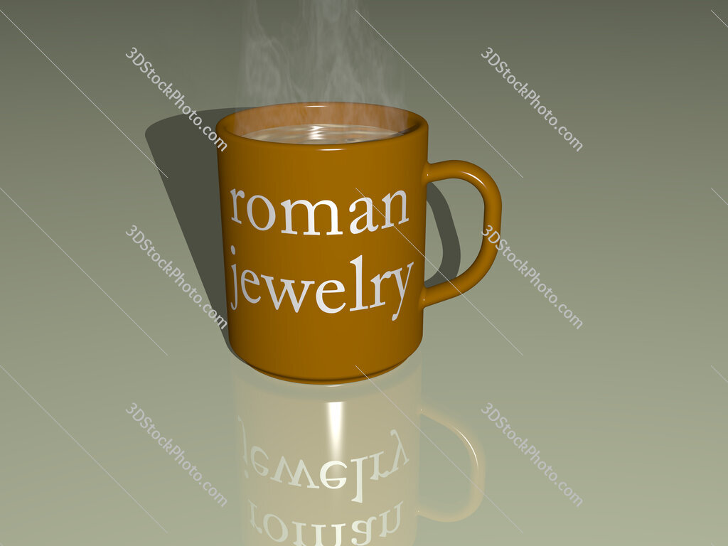 roman jewelry text on a coffee mug