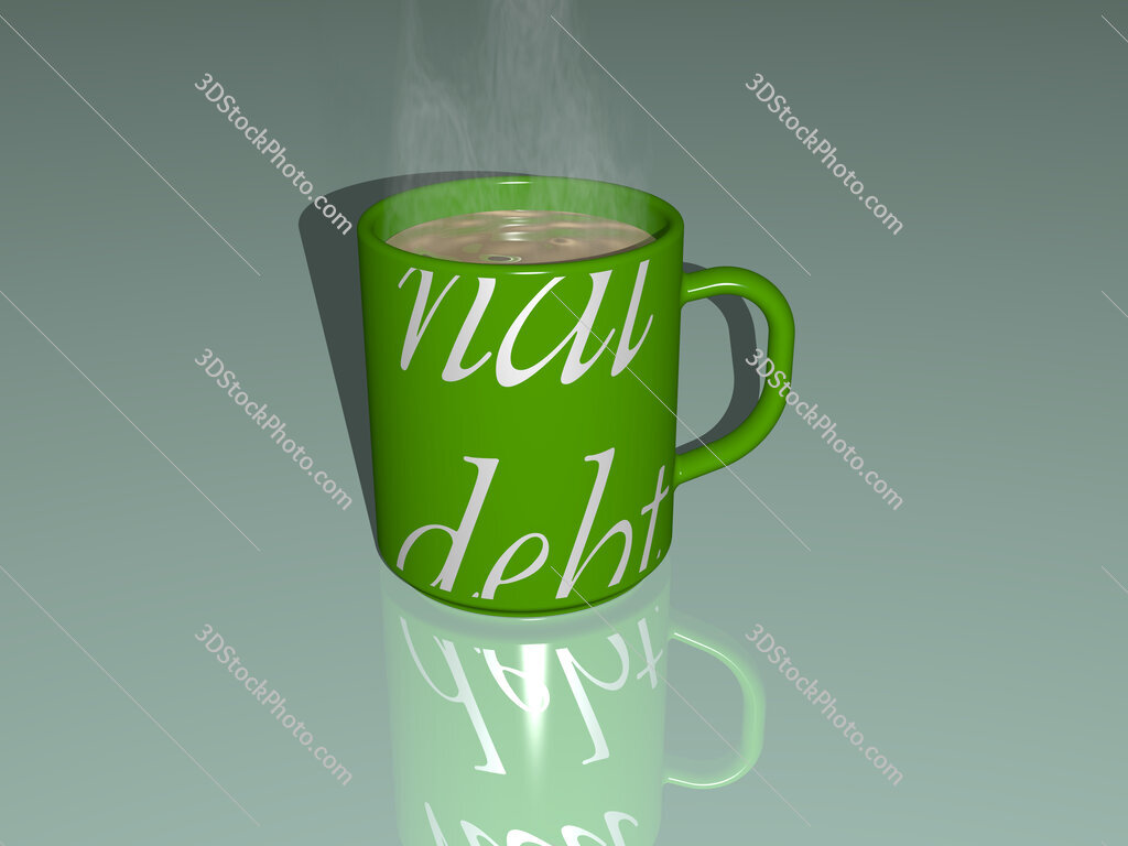nat debt text on a coffee mug