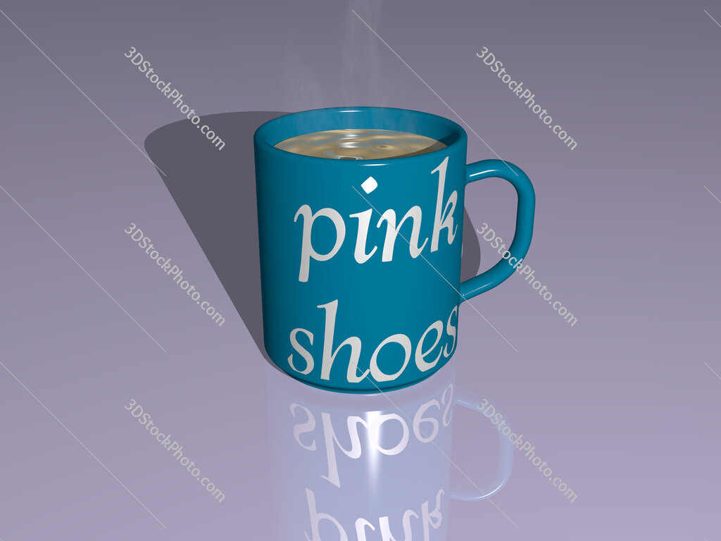 pink shoes text on a coffee mug