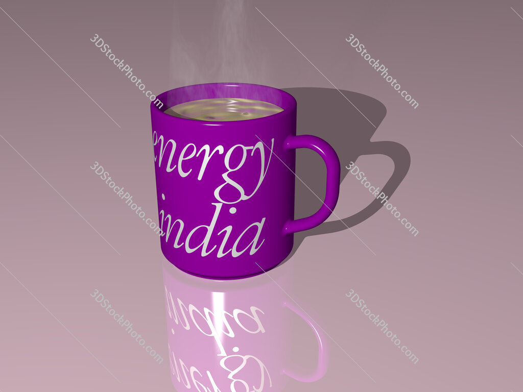 energy india text on a coffee mug
