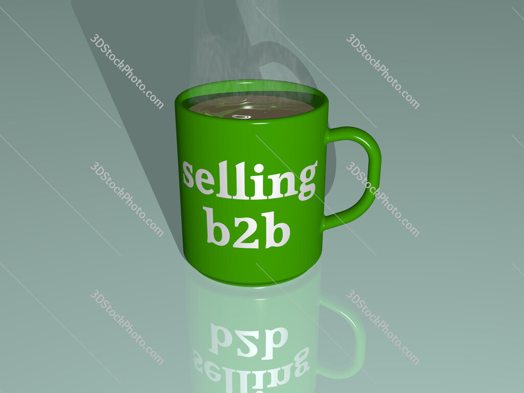 selling b2b text on a coffee mug