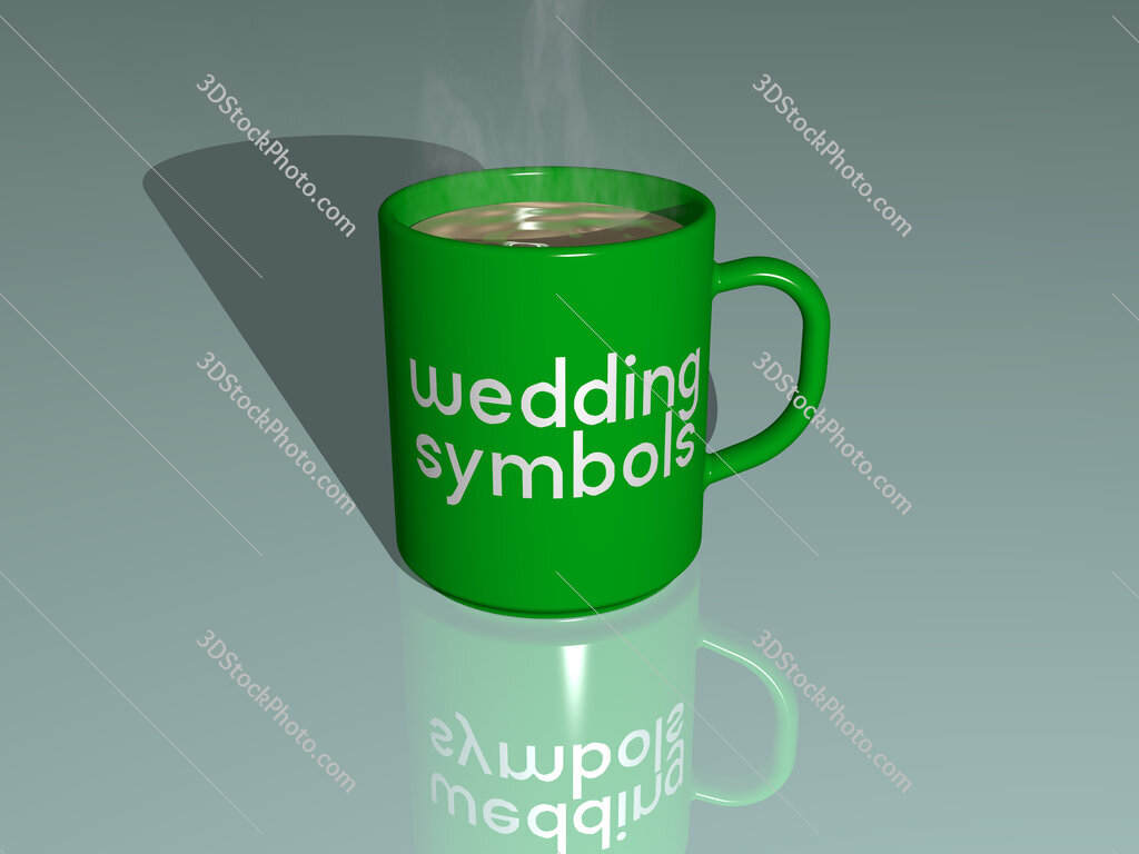 wedding symbols text on a coffee mug