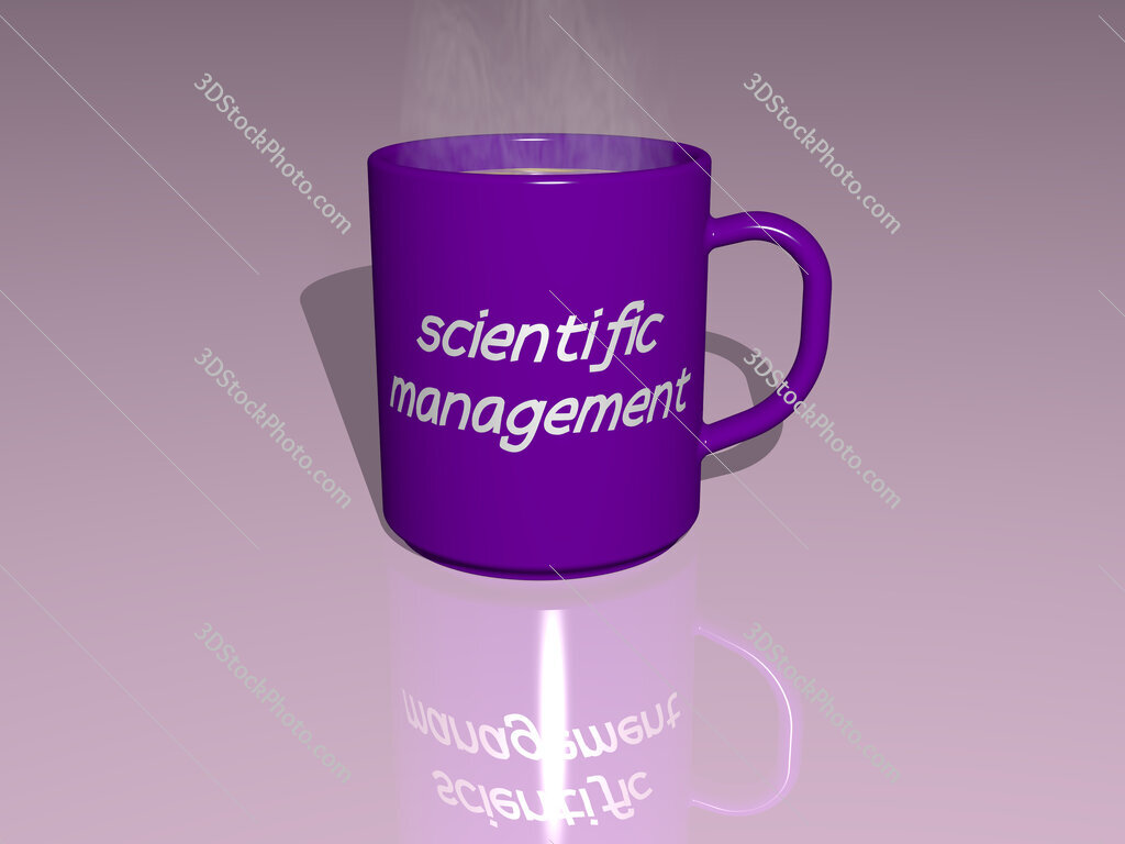 scientific management text on a coffee mug