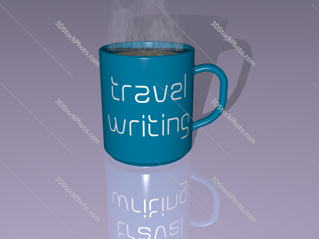 travel writing text on a coffee mug