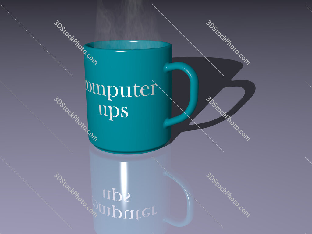 computer ups text on a coffee mug