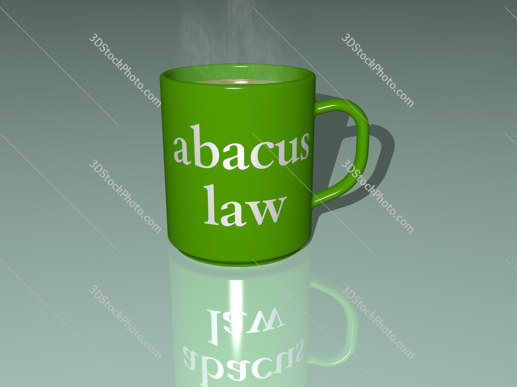 abacus law text on a coffee mug