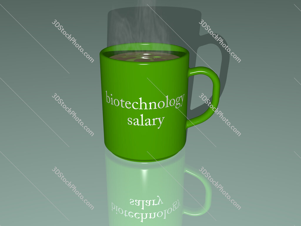 biotechnology salary text on a coffee mug