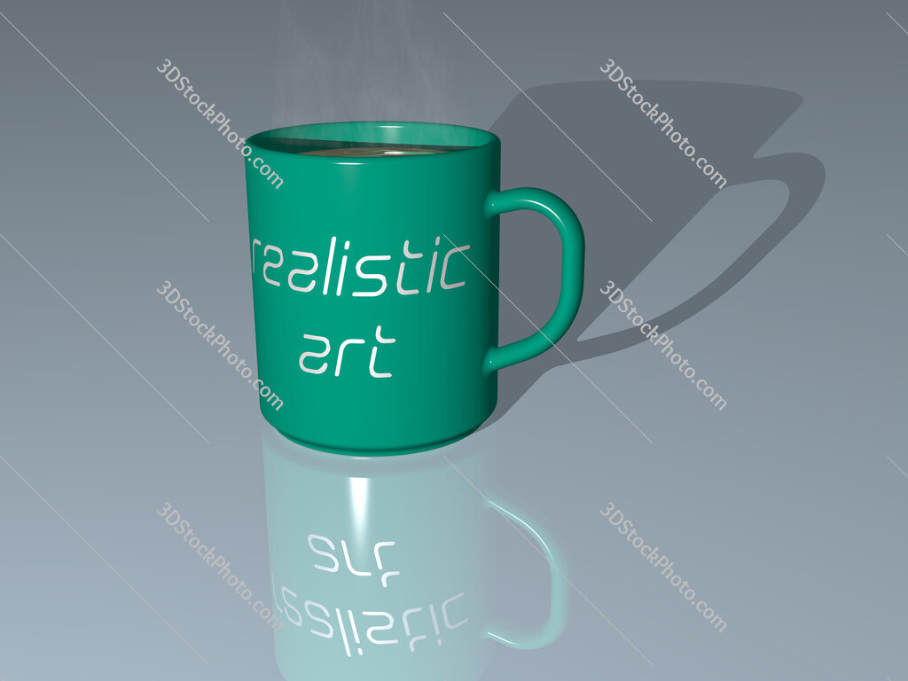 realistic art text on a coffee mug