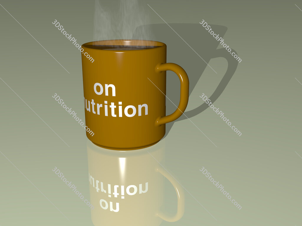 on nutrition text on a coffee mug