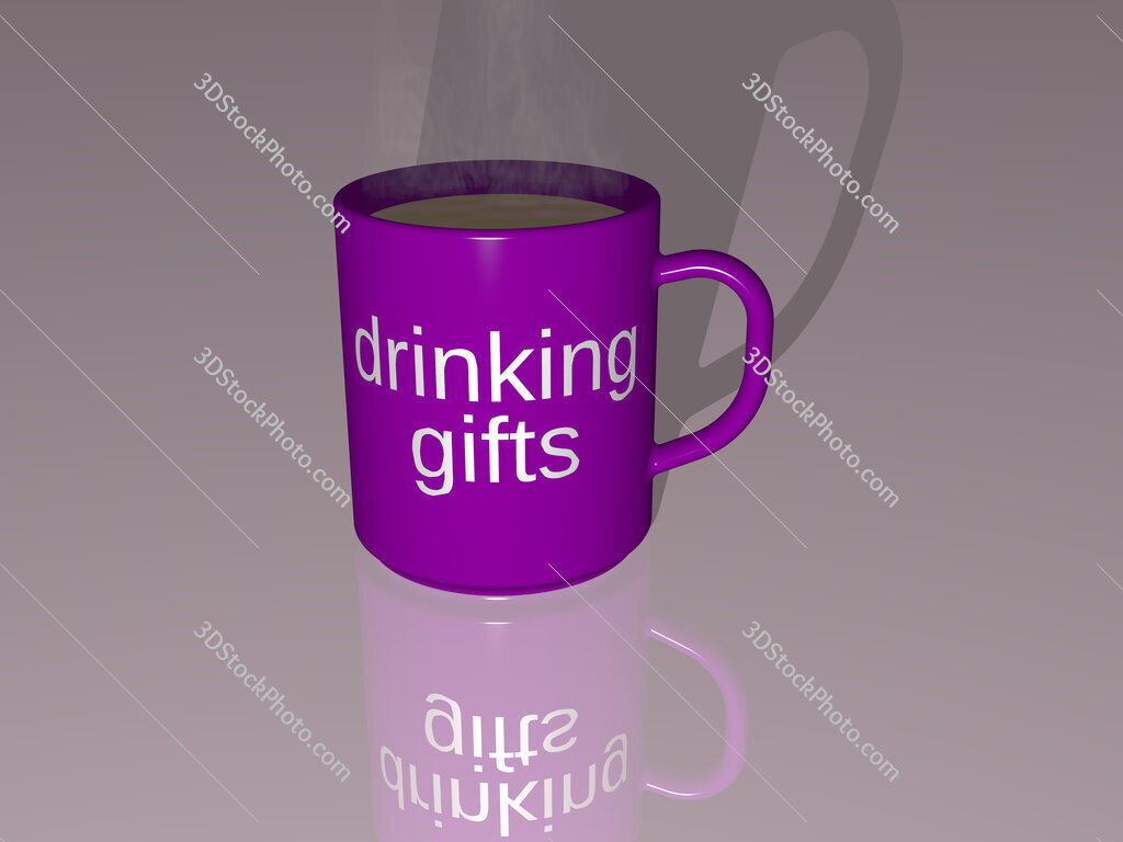 drinking gifts text on a coffee mug