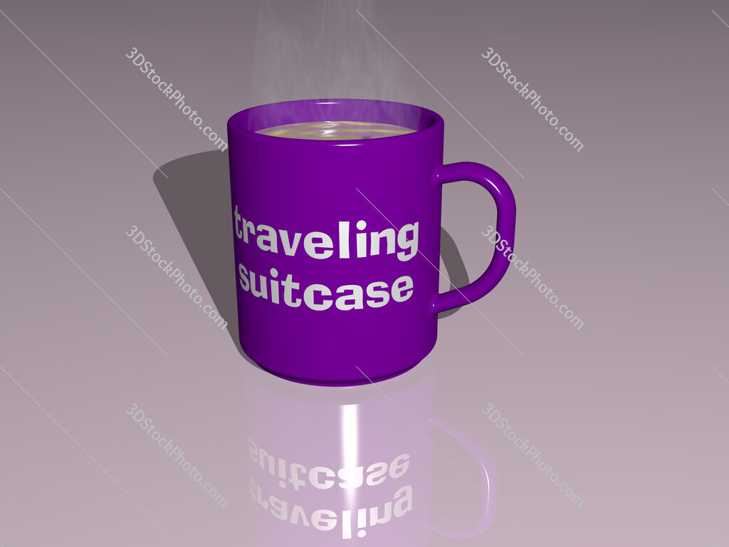 traveling suitcase text on a coffee mug