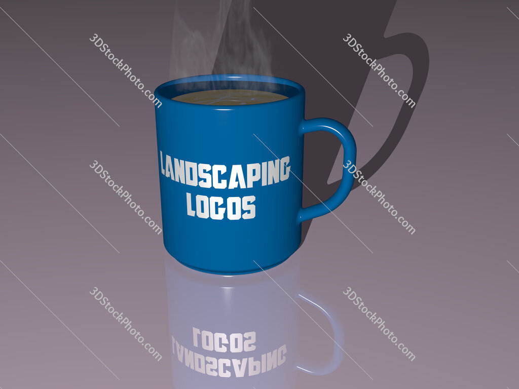 landscaping logos text on a coffee mug