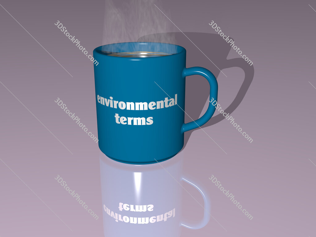 environmental terms text on a coffee mug