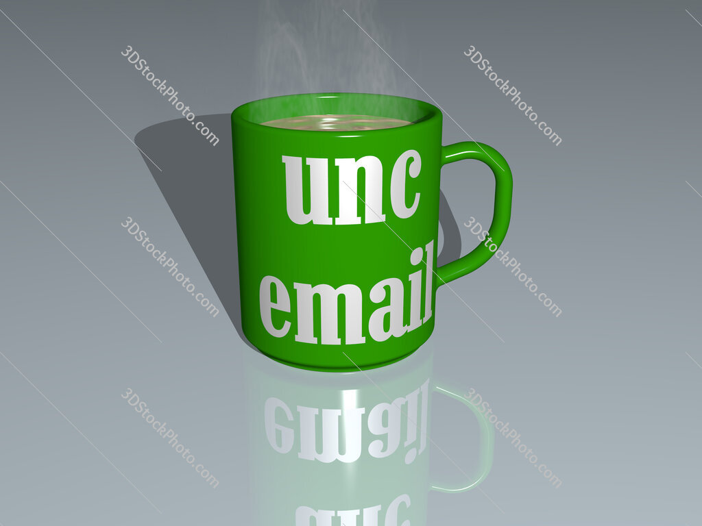 unc email text on a coffee mug