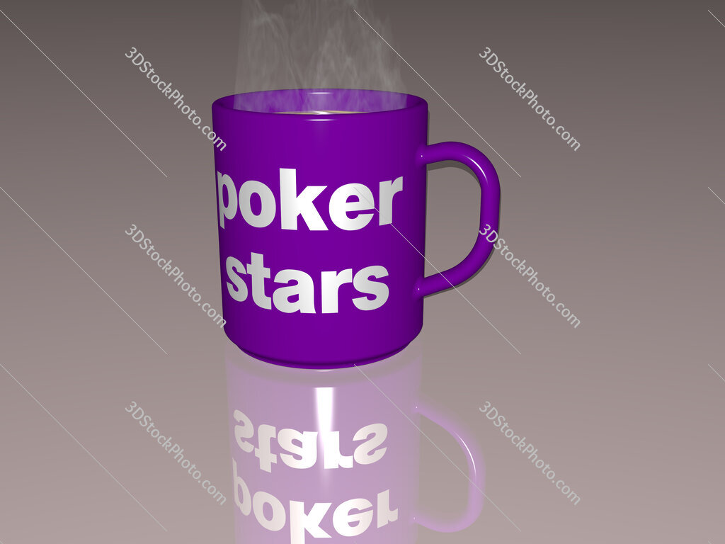 poker stars text on a coffee mug