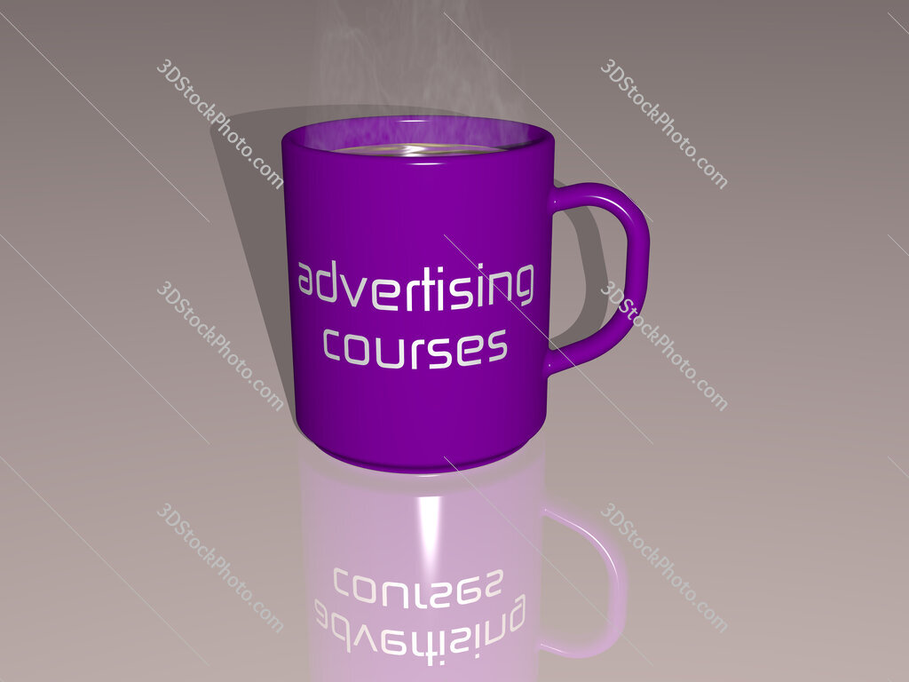 advertising courses text on a coffee mug