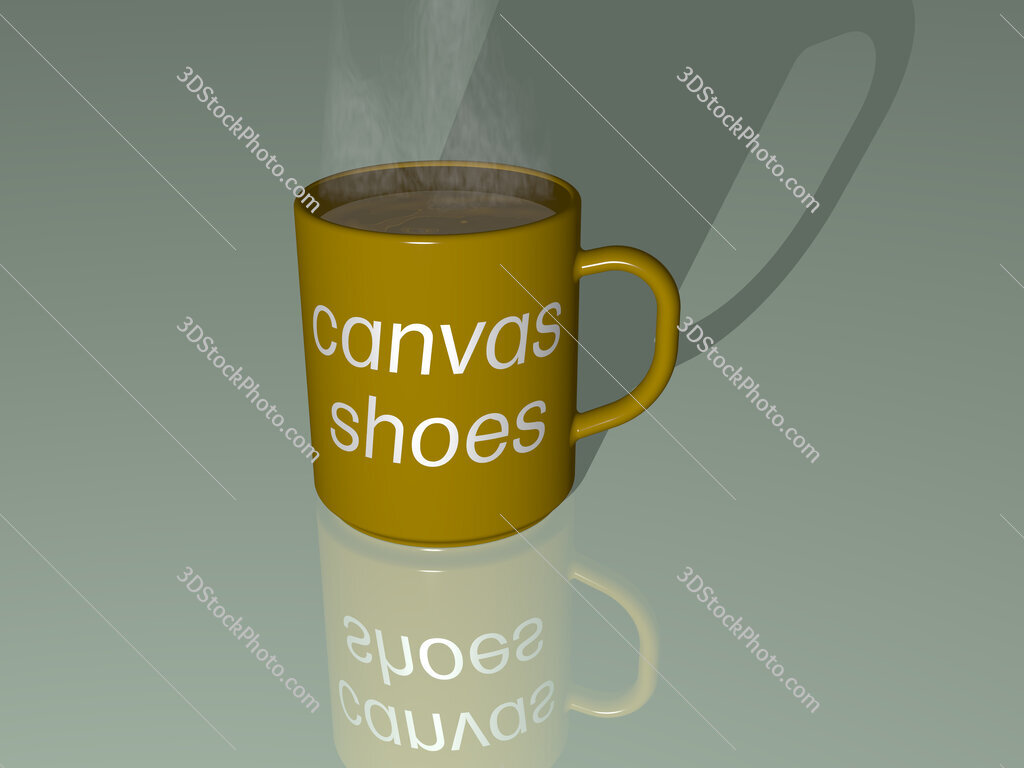 canvas shoes text on a coffee mug