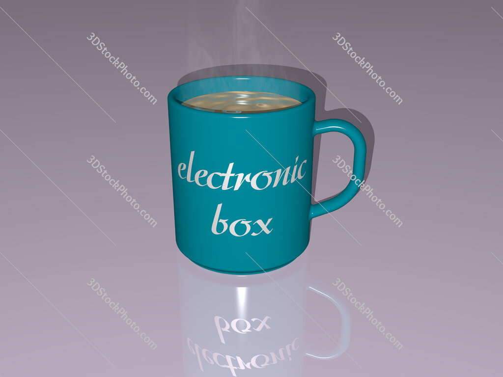 electronic box text on a coffee mug