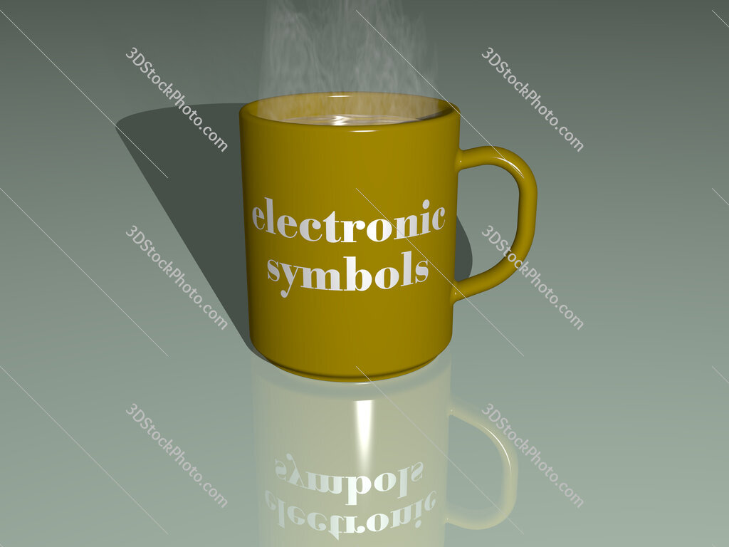 electronic symbols text on a coffee mug
