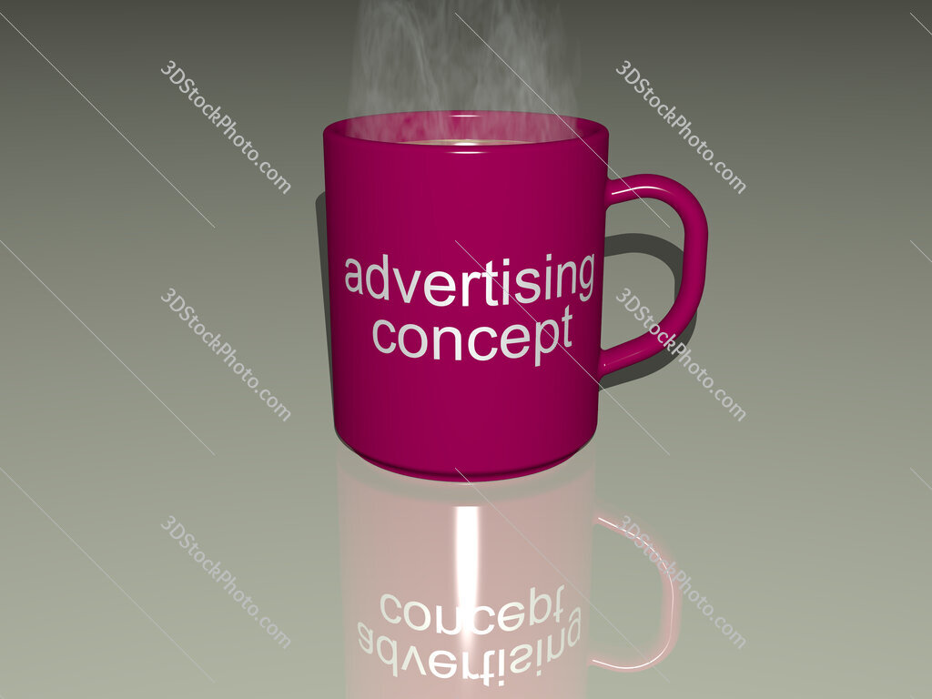 advertising concept text on a coffee mug