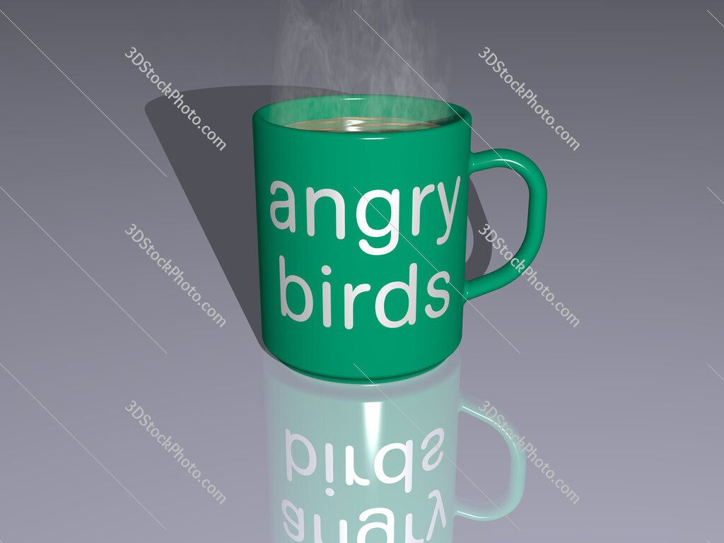 angry birds text on a coffee mug
