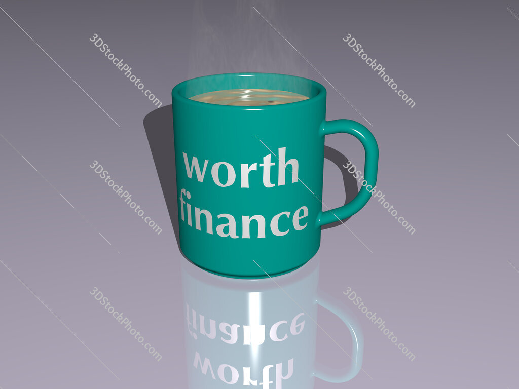 worth finance text on a coffee mug