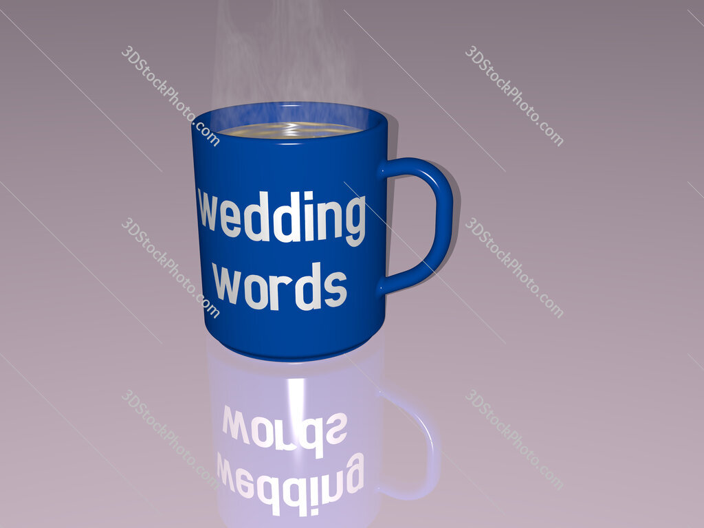 wedding words text on a coffee mug