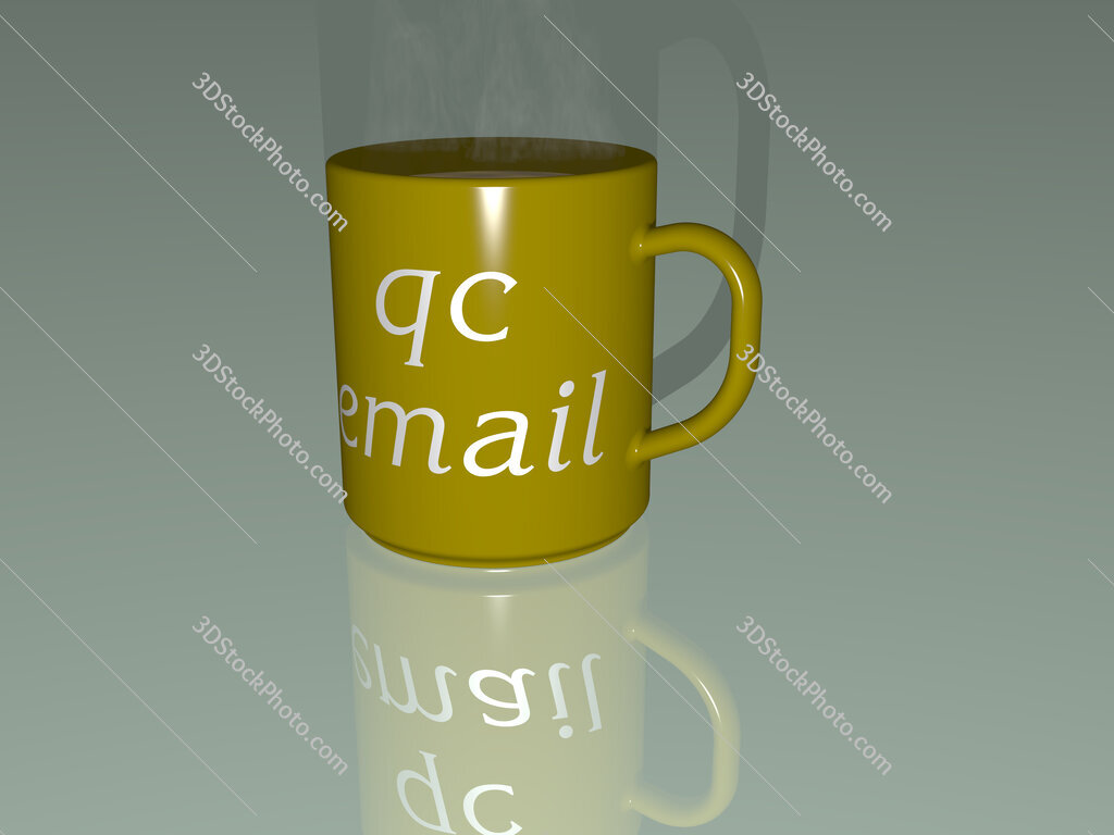 qc email text on a coffee mug
