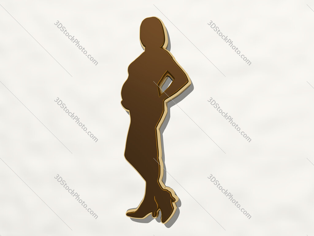 pregnant woman on high heels 3D drawing icon