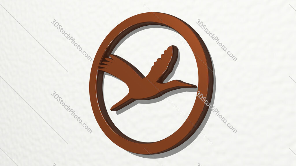 sign of flying bird 3D drawing icon