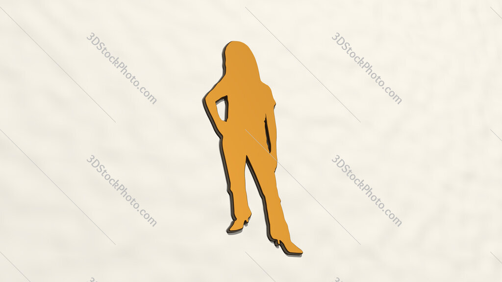 woman standing on high heels 3D drawing icon