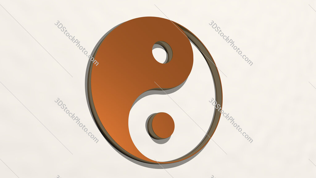 yin and yang symbol 3D drawing icon